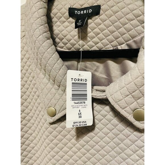 Torrid Size 6-6X Gray Pebble Quilted Knit Moto Jacket - Picture 6 of 8
